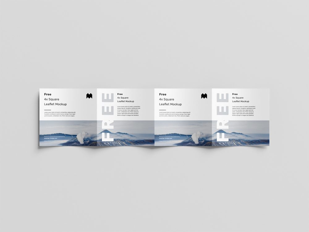 Free Square 4-Fold Leaflet Mockup