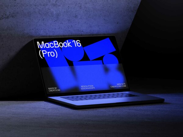 MacBook Laptop Free Mockup on Concrete Background